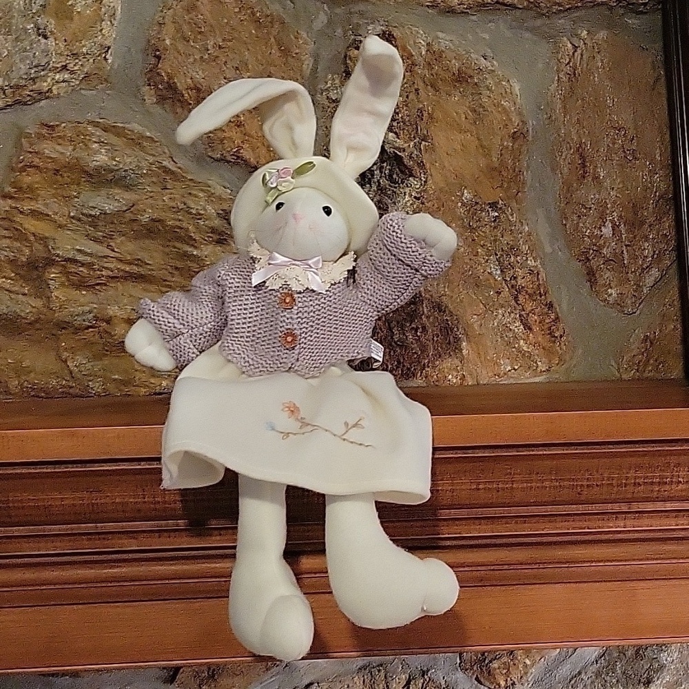 26" Shelf sitting stuffed bunny rabbit. 🐰long from feet to ears.